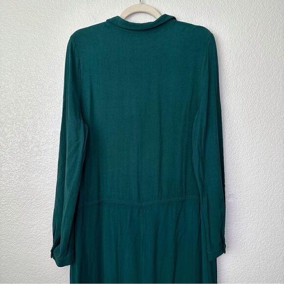 JustFab Green Half Button Long Sleeves Midi Dress - Picture 7 of 11